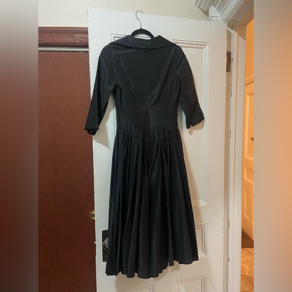 Teri Jon by Rickie Freeman Black Silk Fit & Flare Dress Size 2 - Picture 2 of 5